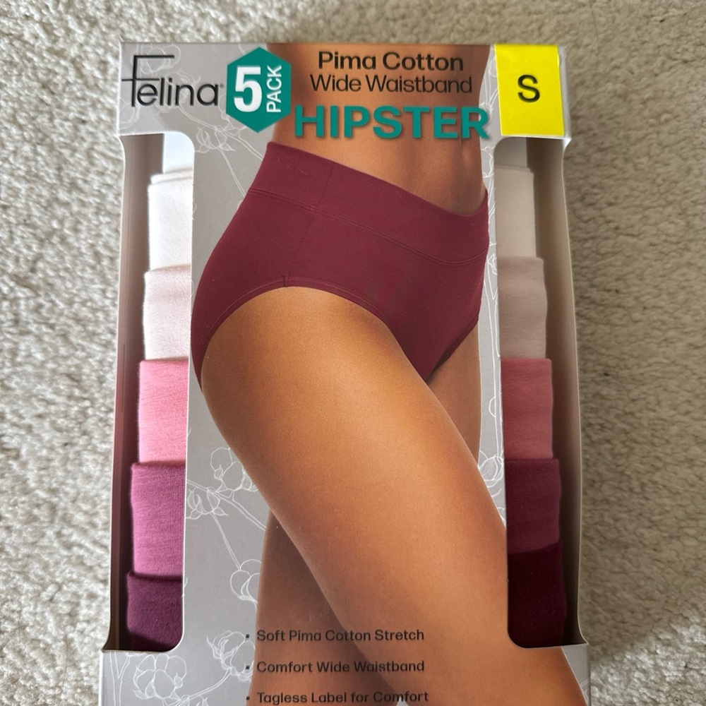 Felina Pima Cotton Hipster 5-Pack - Burgundy